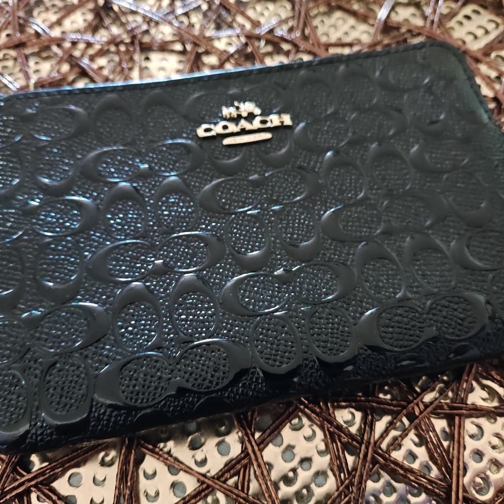 Coach Black Wristlet with Gold Details - Picture 3 of 8